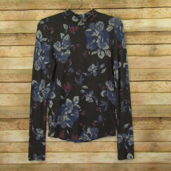 Free People Tops - Free People Monck Neck Button Back LS Top M